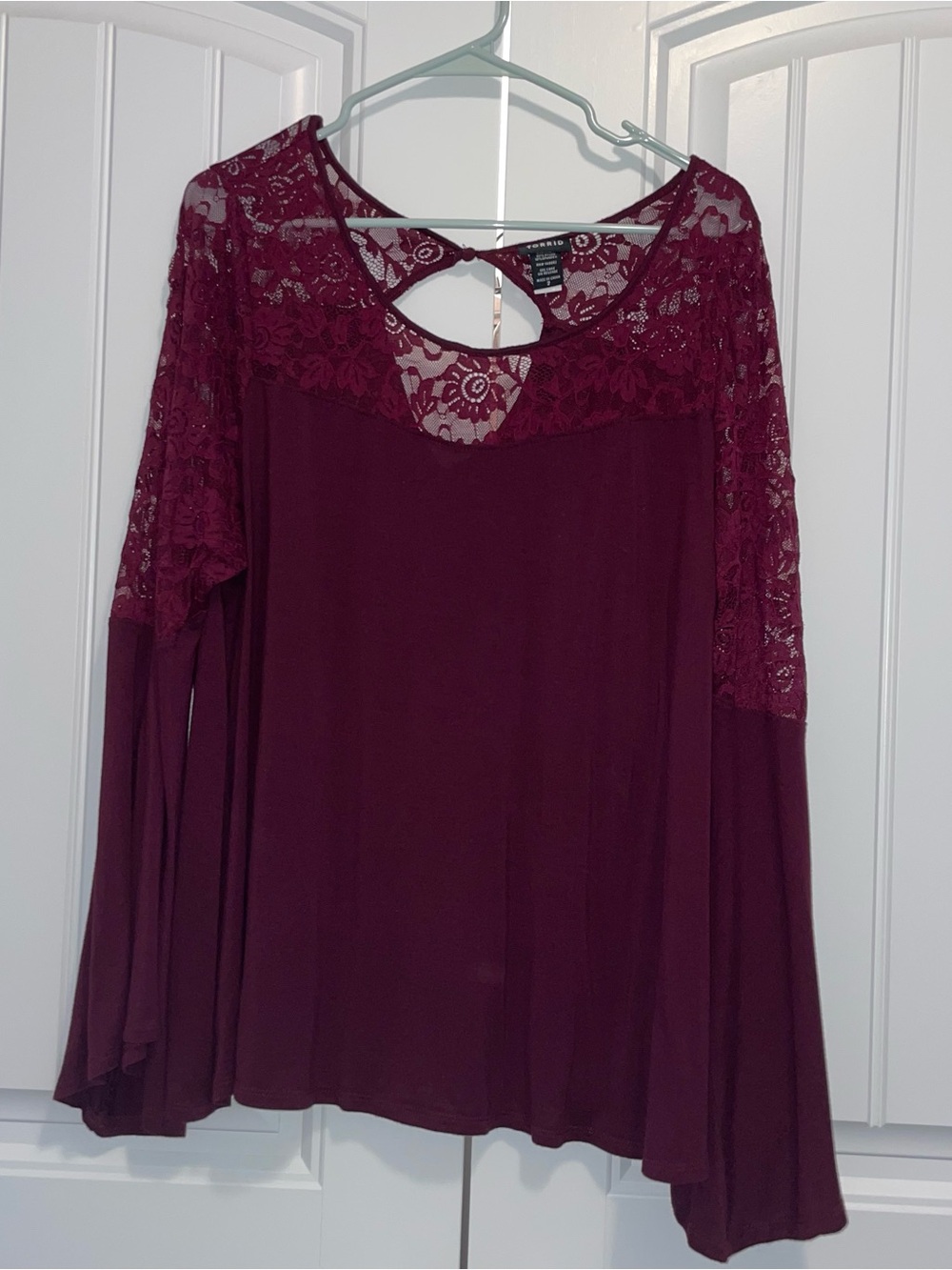 torrid Wine Lace Yoke Long Sleeve Top